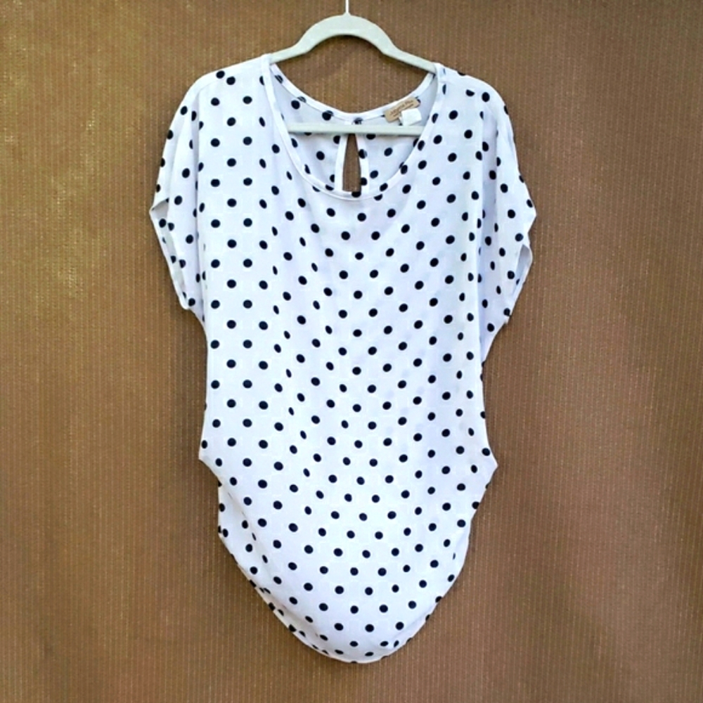 Janette Plus White Blouse with Black Dots